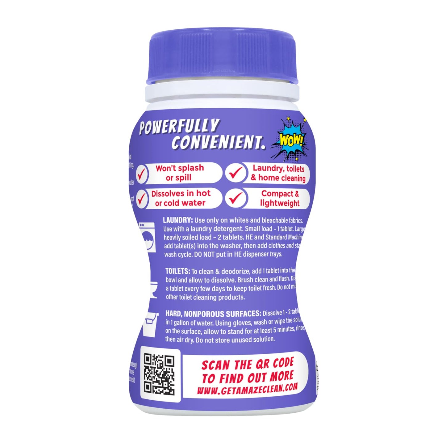 AMAZE Ultra Concentrated Bleach Tablets [32 tablets] - Lavender Scent - for Laundry, Toilet, and Multipurpose Home Cleaning. No Splash Liquid Bleach
