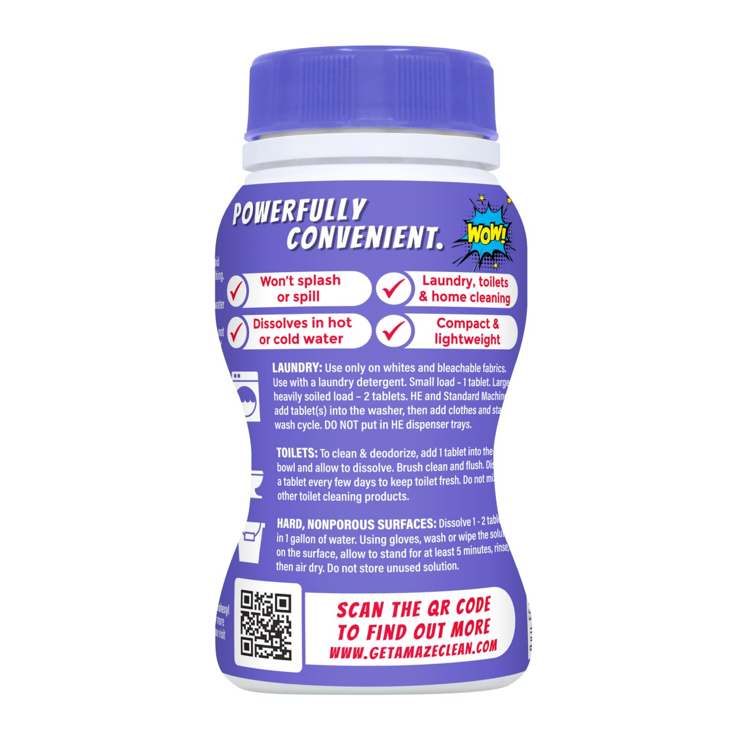 AMAZE Ultra Concentrated Bleach Tablets [32 tablets] - Lavender Scent - for Laundry, Toilet, and Multipurpose Home Cleaning. No Splash Liquid Bleach