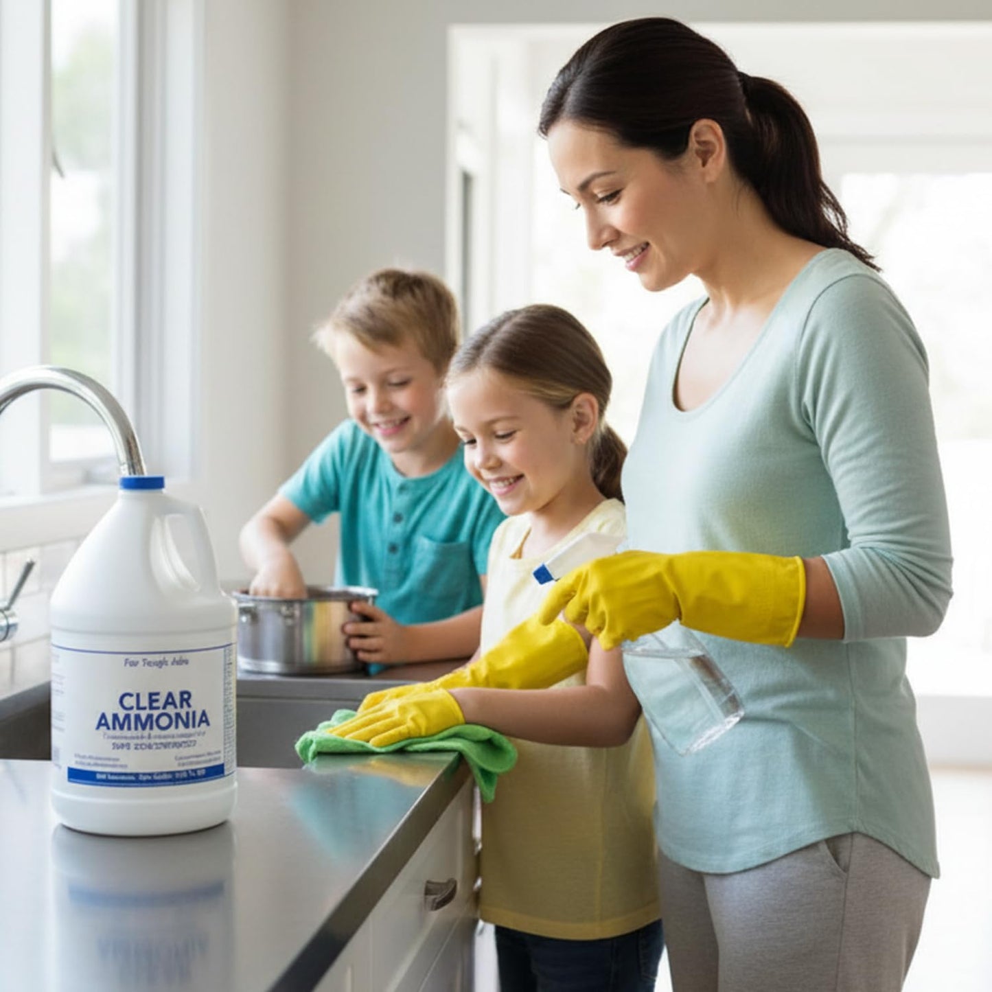 Hathoro (4 Gallons) Clear Ammonia Cleaner Liquid, Multi-Surface Cleaning Solution | Removes Grease, Hard Water Stains and Odors - Multipurpose Kitchen
