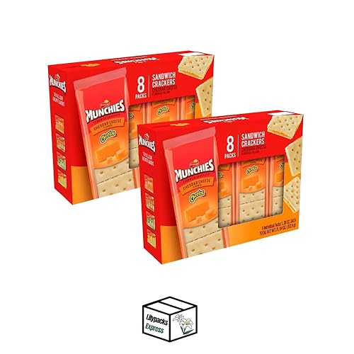 Munchies Sandwich Crackers | 2 Packs | 11.04 oz | 96 total individual crackers | Bundled by Lilypacks Express (Cheetos Cheddar)