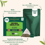 VAHDAM, Organic Himalayan Green Tea (100 Count) High Grown, Non GMO, Gluten Free, Low Caffeine | Earthy & Smooth | Resealable & Plant-Based Pyramid