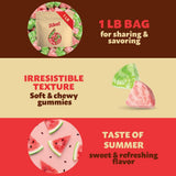 Sour Watermelon Candy | 1 Pound Pack | Sugar Coated Gummy Candy Fruit Snacks | Juicy Watermelon Slices | Sweet and Tangy Flavor Gummies