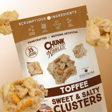 Chunk Nibbles Toffee Snack Clusters - Buttery Milk Chocolate Toffee with Pretzels & Corn Squares - Award-Winning Gourmet Treat, Small Batch