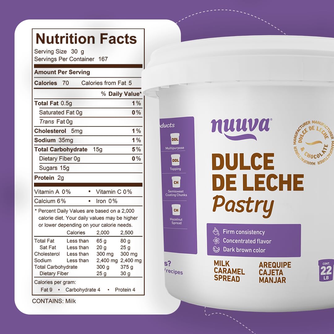 Nuuva Foods Dulce de Leche Repostero Pastry | Authentic Creamy Caramel Spread for Baking | Perfect for Desserts & Pastries (2.5 lbs)