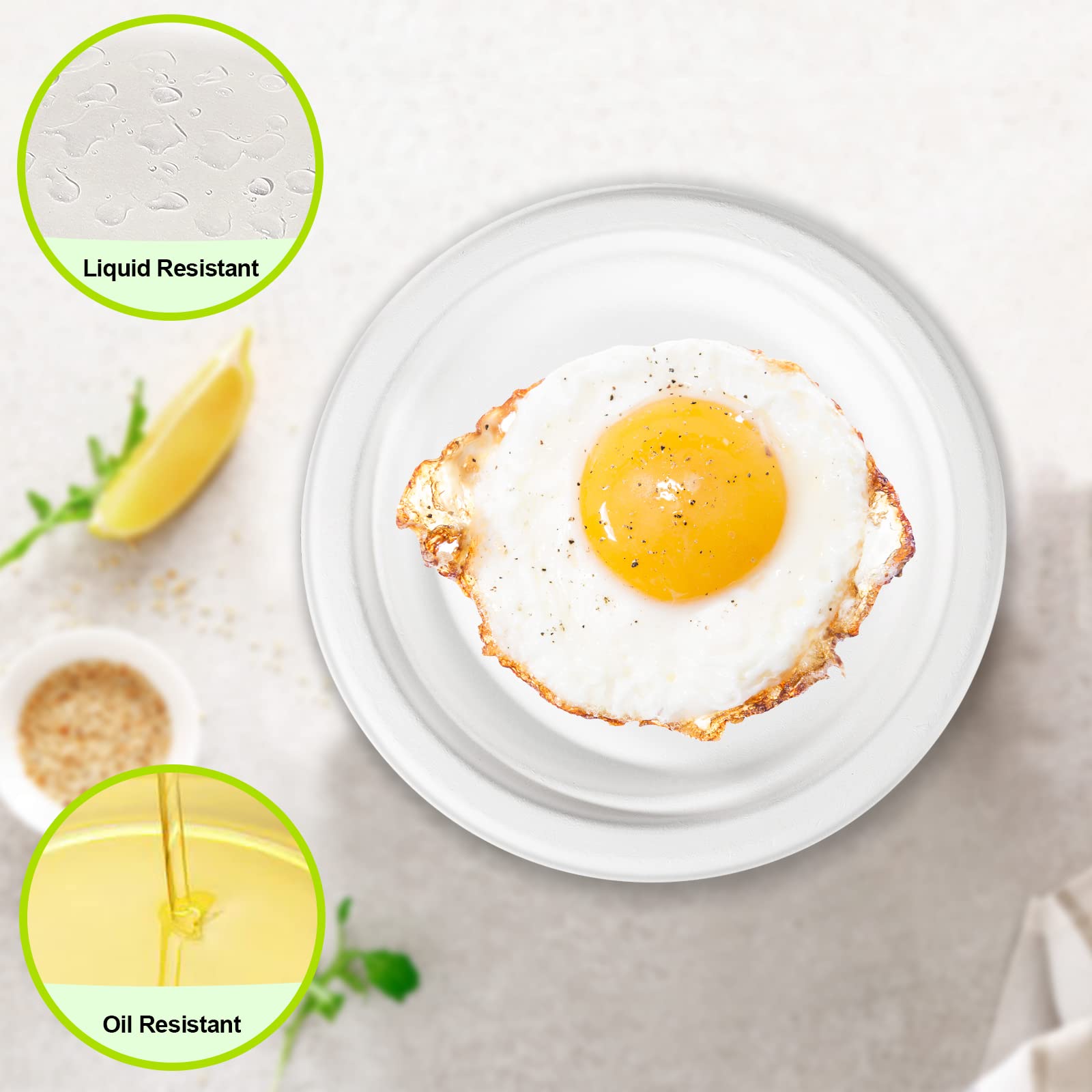 GREENESAGE Small Paper Plates 100 Pack, 7 inch Paper Plates Disposable, 100% Compostable Eco Friendly Plates, Small Dessert Plates White Paper Plates