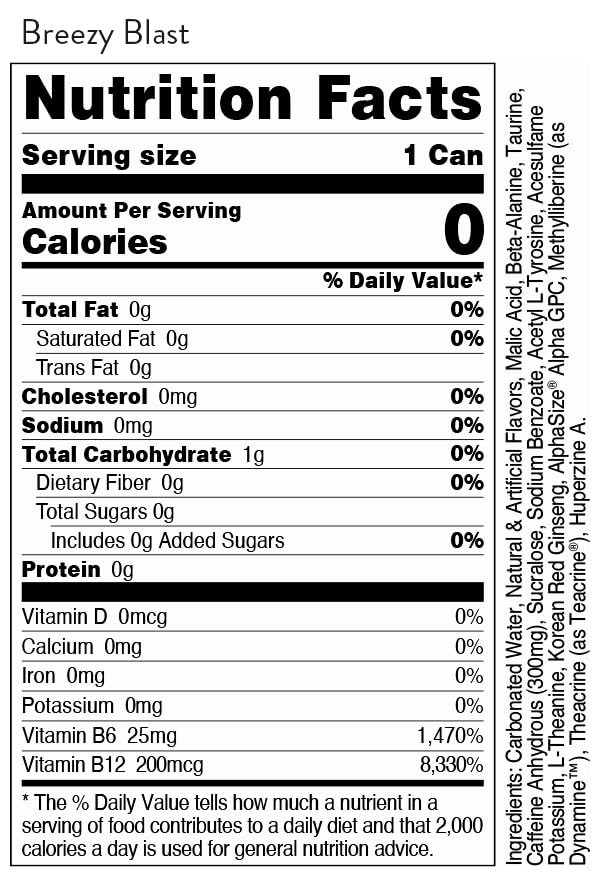 Bucked Up Energy Drink 300mg (Breezy Blast) (12 CT)