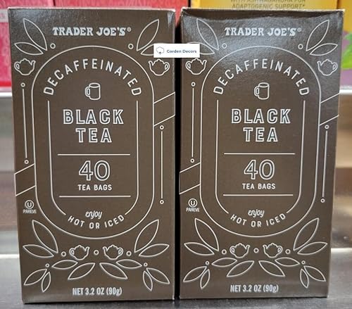 Trader Joe's Decaffeinated Black Tea 40 Tea Bags 3.2oz 90g (Two Boxes)