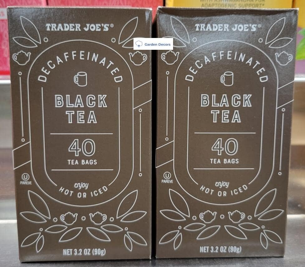 Trader Joe's Decaffeinated Black Tea 40 Tea Bags 3.2oz 90g (Two Boxes)