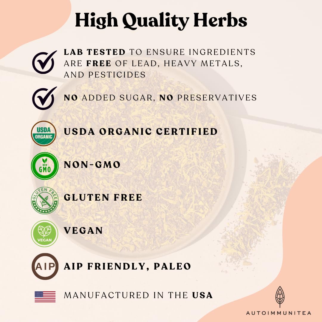 Organic Turmeric Ginger Tea - AIP diet, Whole 30, Paleo friendly, Golden Tonic Herbal Blend - Ayurvedic rooibos herbs, 100% Organic Gluten-Free 15