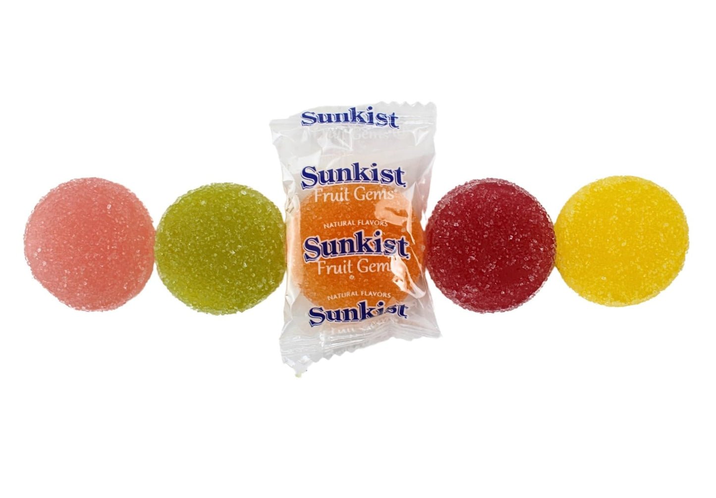 Queen City Candy Cave Bright Sunkiss Fruit Gems, Individually Wrapped Sugar Dusted Soft Gel Candy, Fruit Slice Flavored Jelly Gummies, 1 Pound
