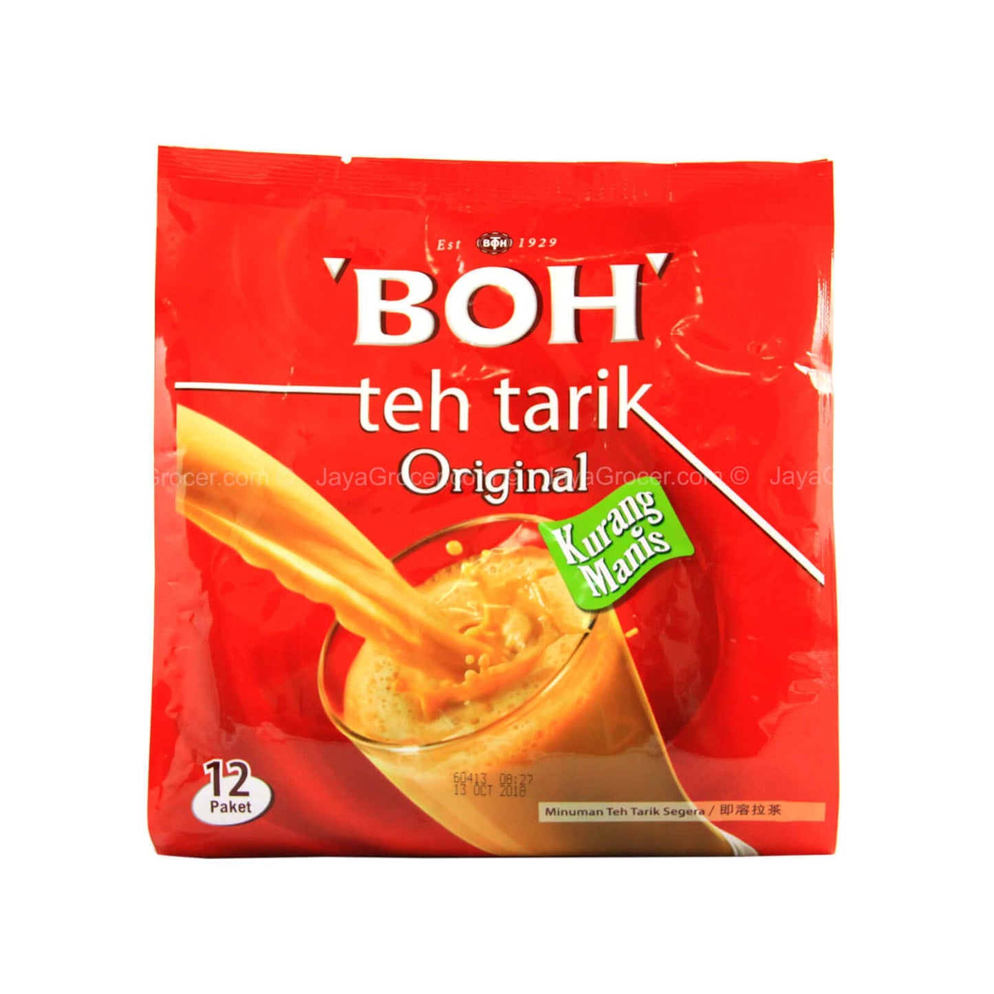 4 Pack BOH Teh Tarik Milk Tea Original Less Sweet Imported from Malaysia (4 x 12 Sachets)