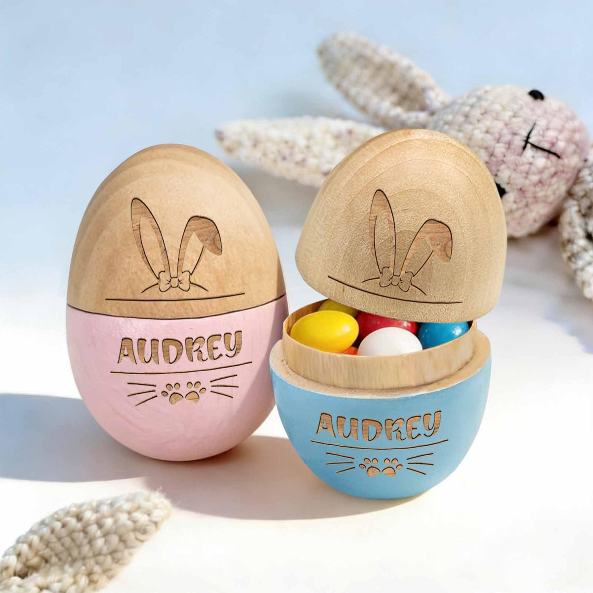 Personalized Wooden Easter Egg 2026 Engraved with Name, Custom Easter Eggs for Kids & Toddlers, Unique Easter Basket Decoration Gifts