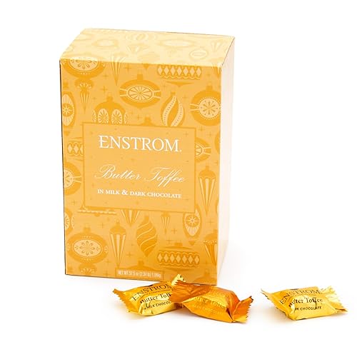 Enstrom Butter Toffee Petites Gift Box - Milk and Dark Chocolate Covered Toffee Candy - Individually Wrapped English Toffee Pieces - Gourmet Toffee