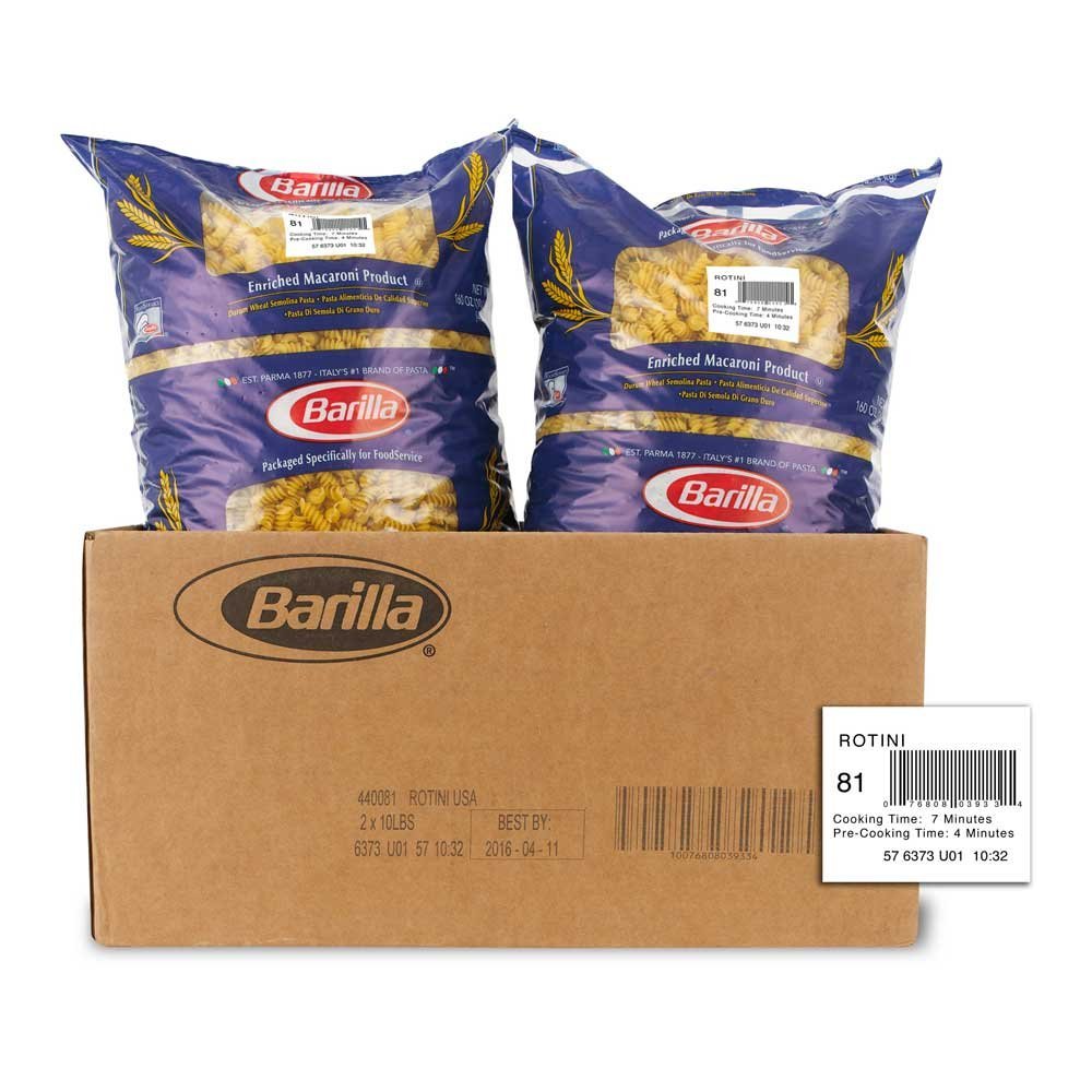 Rotini Pasta, 10 Pound -- 2 Case