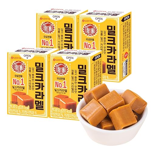 LOTTE Caramel Milk Toffee, Rich Salty Fragrant, Delicate Taste Chewy Gummy Candies, Korean Casual Snacks, Low Sugar Taffy, Individually Wrapped
