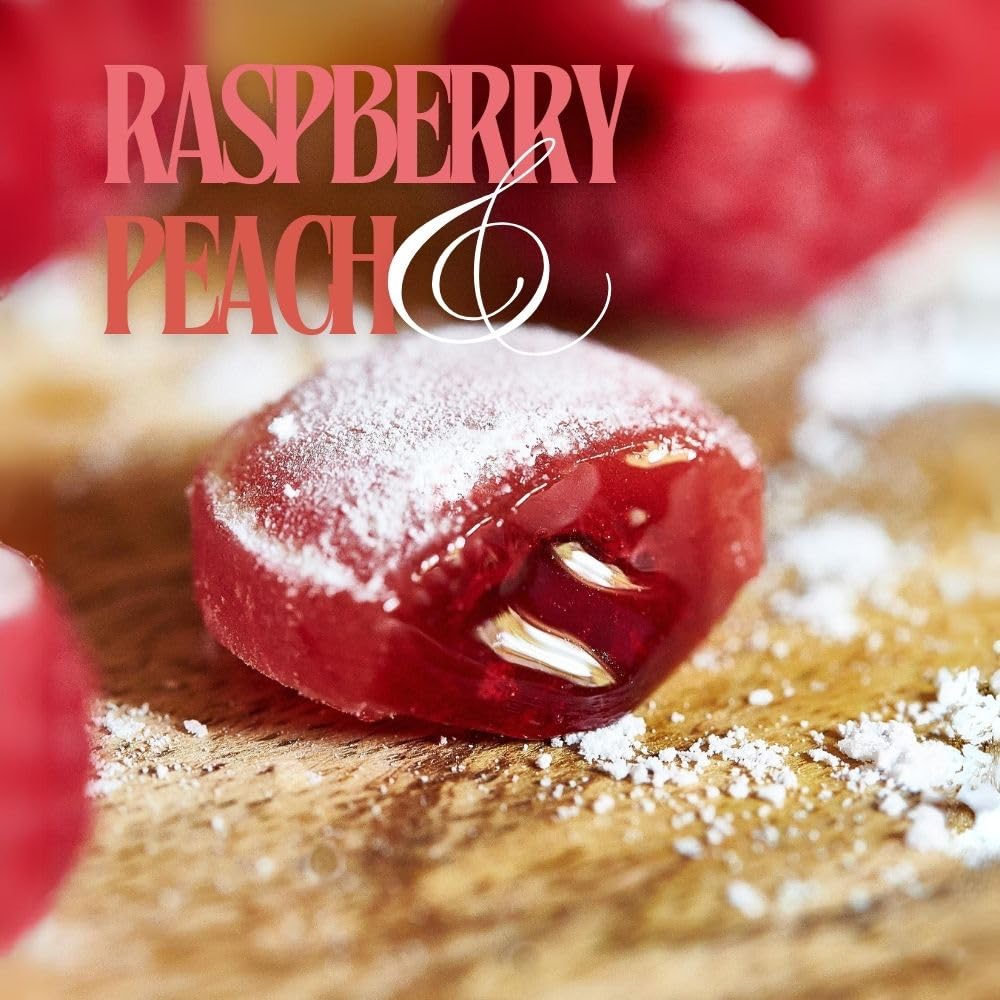 Cavendish & Harvey | Raspberry & Peach Filled Hard Candy Drops | 6 Ounce Tin