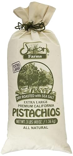Setton Farms Pistachios, Dry Roasted and Salted Pistachios, Extra Large Premium California Pistachios, In Shell Pistachios, 3lb Burlap Gift Bag, 48