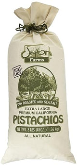 Setton Farms Pistachios, Dry Roasted and Salted Pistachios, Extra Large Premium California Pistachios, In Shell Pistachios, 3lb Burlap Gift Bag, 48