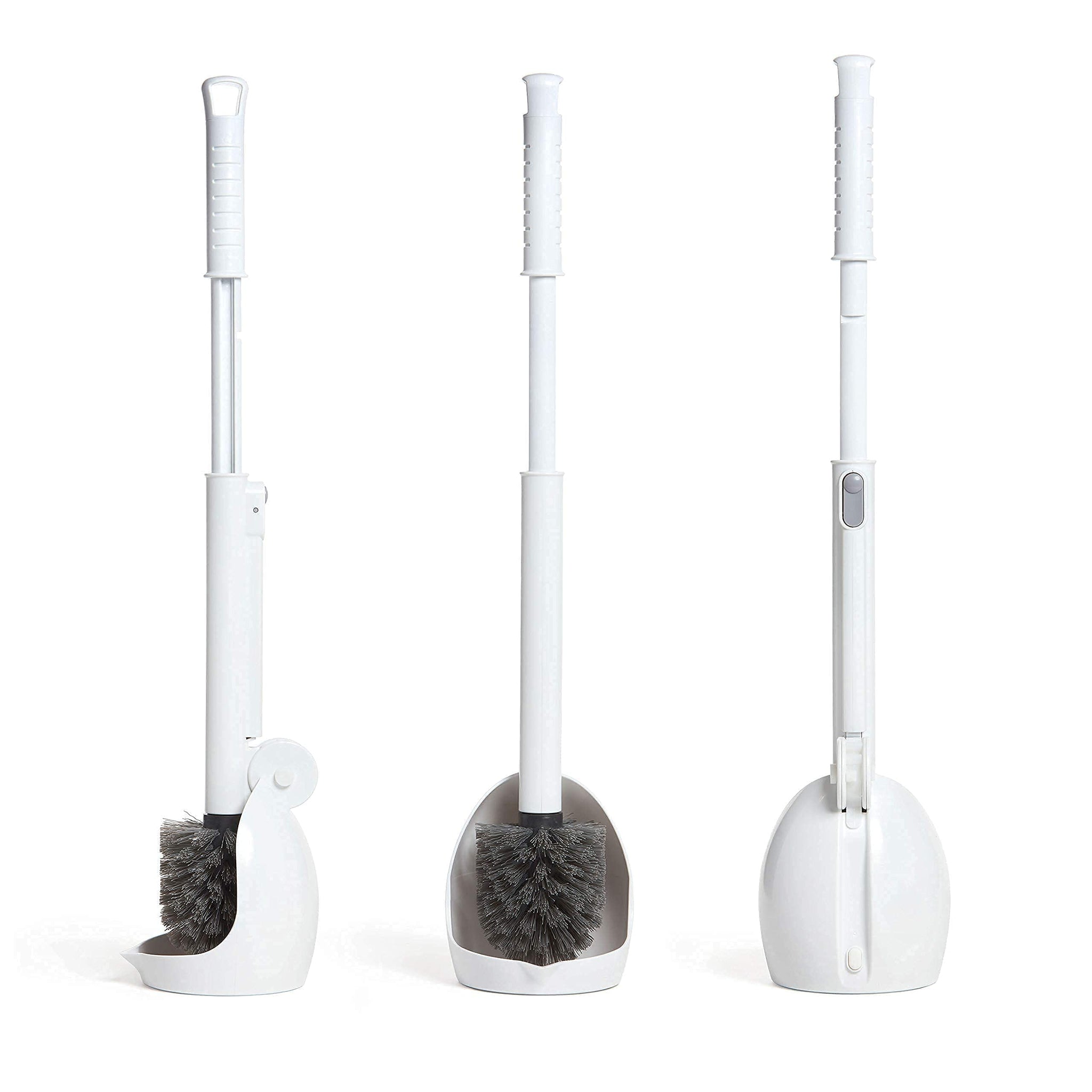 ELYPRO Toilet Brush with Holder - Drip-Free Hygienic Bathroom Scrubber with No-Drip Caddy, Built-in Spout, Fast-Drying Ventilated Design, Compact