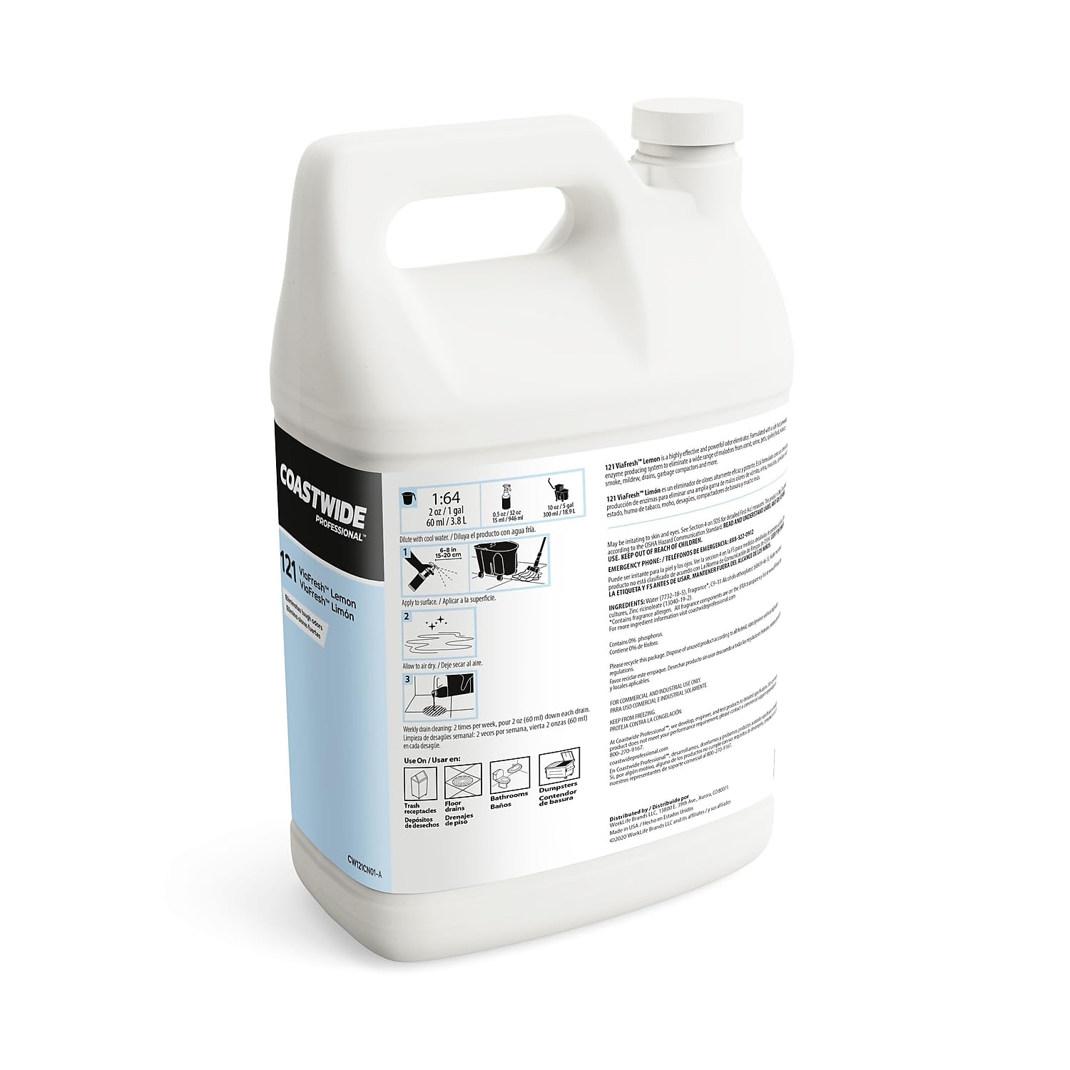 Coastwide Professional Air Freshener ViaFresh Lemon Drop Concentrate, 3.78L, 4/Carton