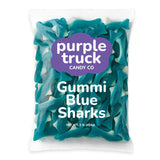 Purple Truck Candy Blue Gummy Sharks - Soft & Chewy Shark Shaped Gummies - Multi-Flavor Mashup of Blue Raspberry, Cherry & Lemon Lime - Perfect