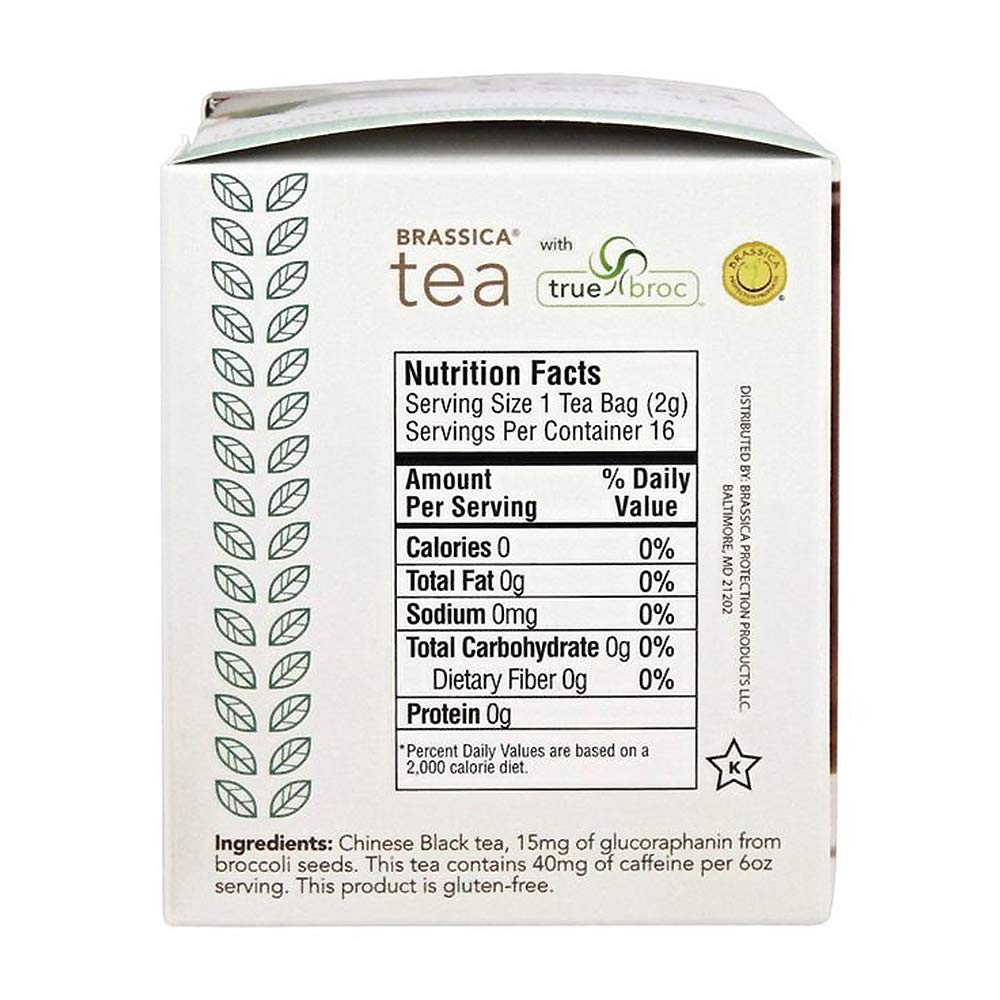 Brassica Tea Black Tea with truebroc, Case of 6 Boxes (16 Tea Bags Per Box)