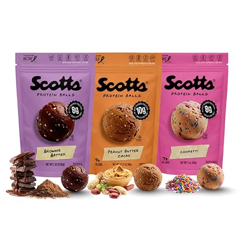 Scott's Protein Balls - 3 Flavor Variety Pack - Plant Based High Protein Snack - Gluten Free, Dairy Free, Non-GMO, Healthy Snack for Adults & Kids
