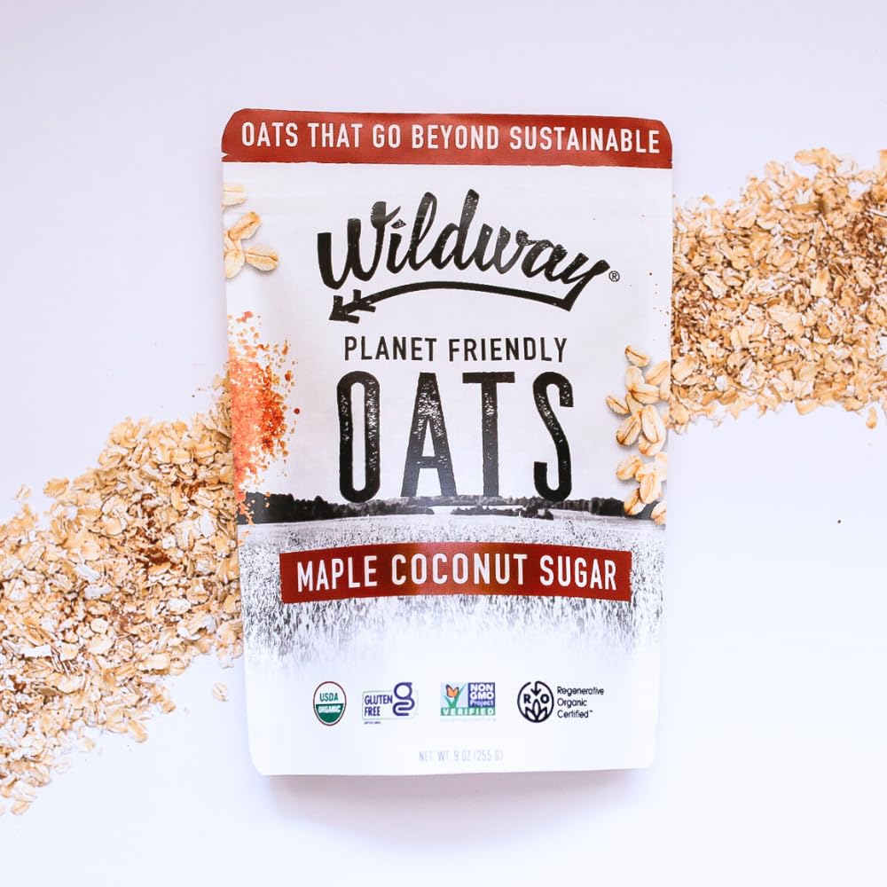 Wildway Organic Rolled Oats, Overnight Oats | Glyphosate-Free, Gluten-Free Oatmeal | Non-GMO, Plant-Based Protein | Regenerative, Sustainable