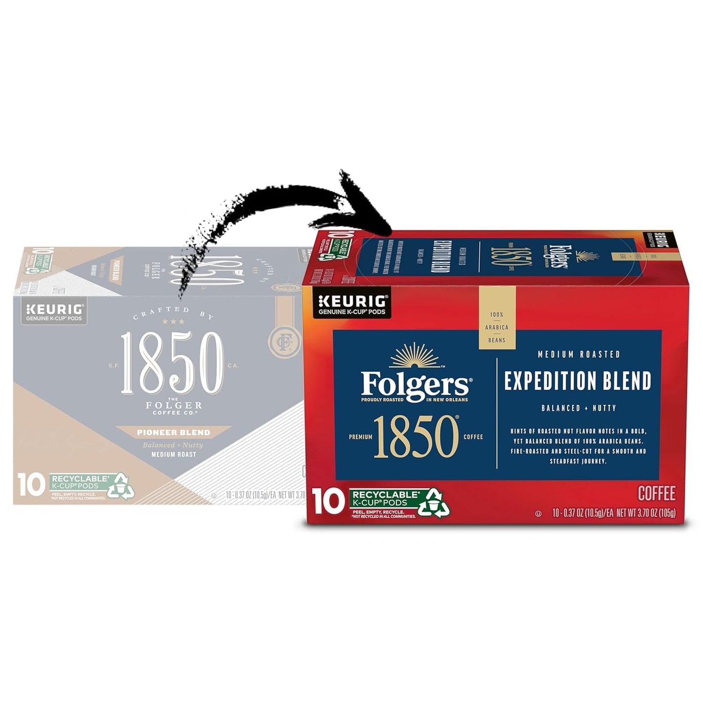 Folgers 1850 Pioneer Blend Medium Roast Coffee K Cup Pack, 54 ct 0.37 Oz Net Wt 20 Oz,, ()
