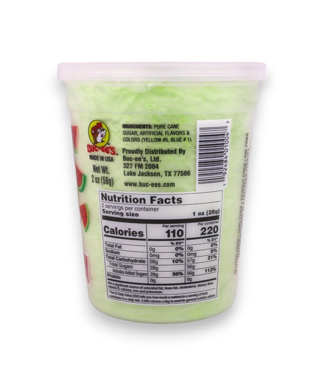 Buc-ee's Gluten Free Cotton Candy - 2 oz Tub (Watermelon)