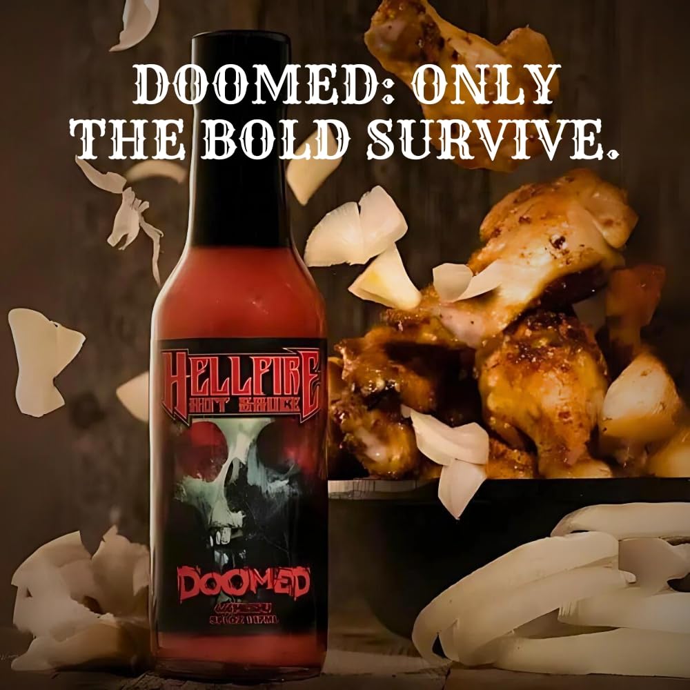 Hellfire Doomed Hot Sauce, Hottest Sauce in the World, Spiked with 6.66 Million SHU Natural Pepper Extract, Lab tested at 2.79 Million SHUs
