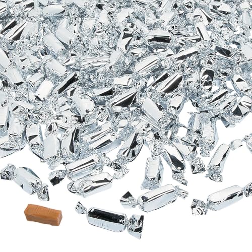 Fun Express - Silver Foil Wrapped Caramels (2lbs) for Wedding - Edibles - Soft & Chewy Candy - Caramel & Licorice & Candy Corn - Wedding - 189 Pieces