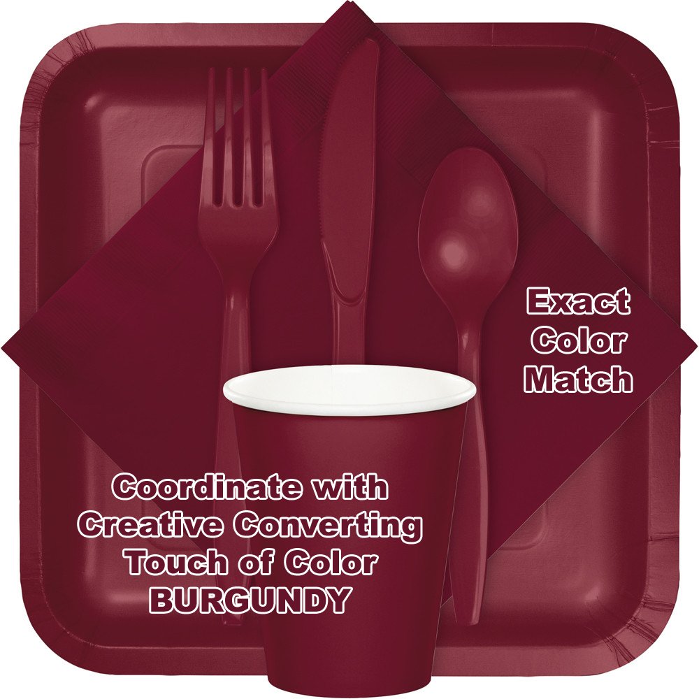 Creative Converting 8 Count School Spirit Oval Paper Platters for Graduation Party, Burgundy