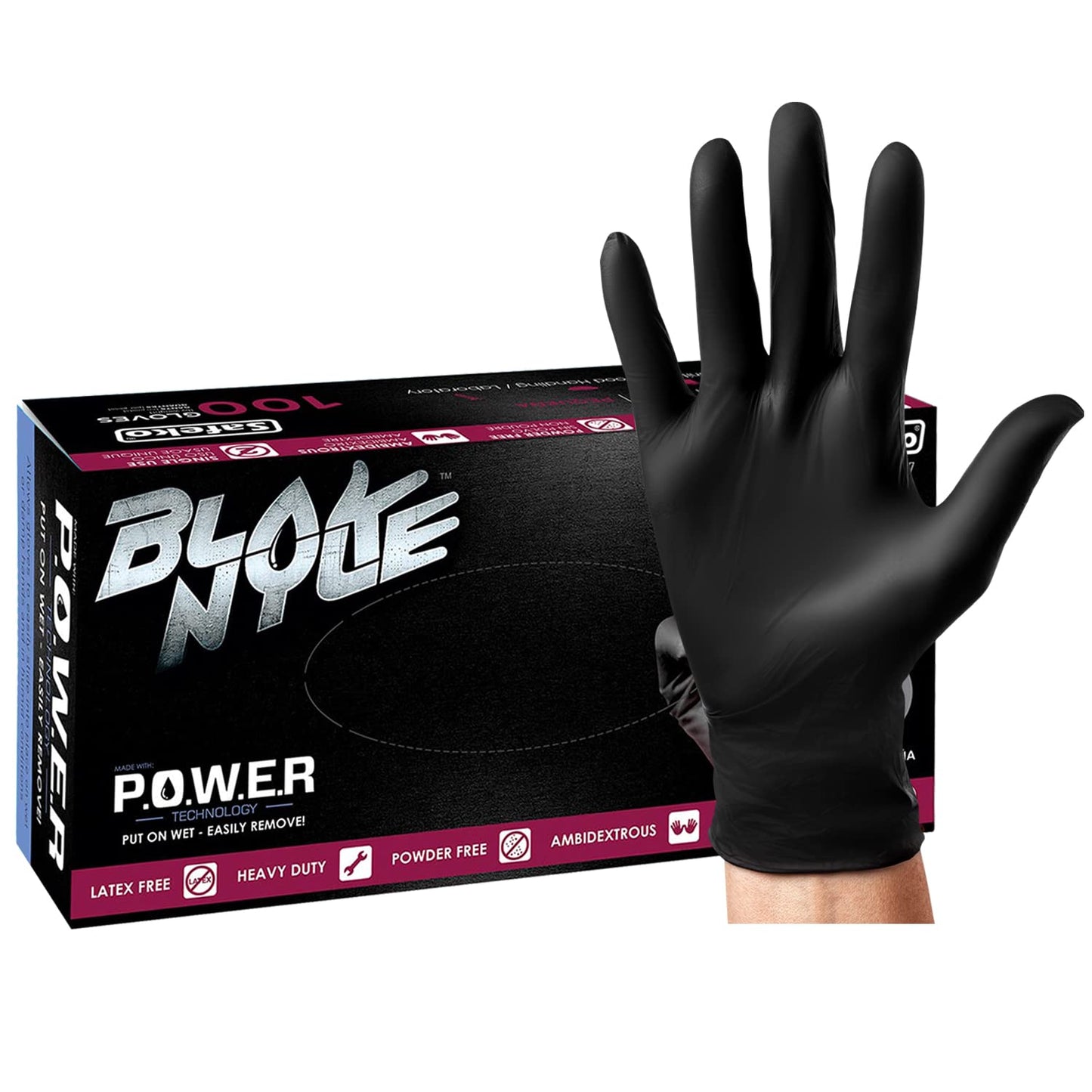SAFEKO Large Blak Nyle Gloves (100 Count/Box)