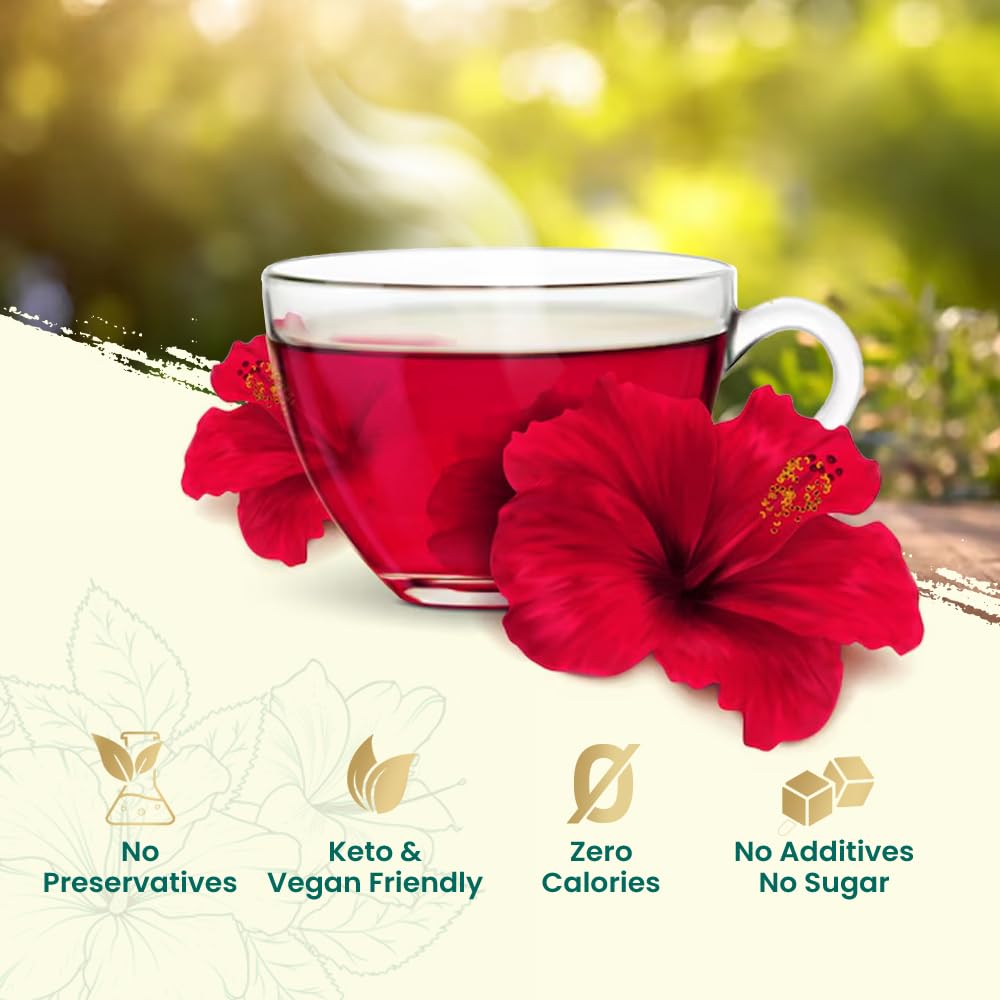 Hibiscus Tea Bags (100 Count) - Flor de Jamaica Herbal Tea, Caffeine-Free Hibiscus Tea, Antioxidant-Rich, & Non-GMO - NaturalEvity - Ayurveda