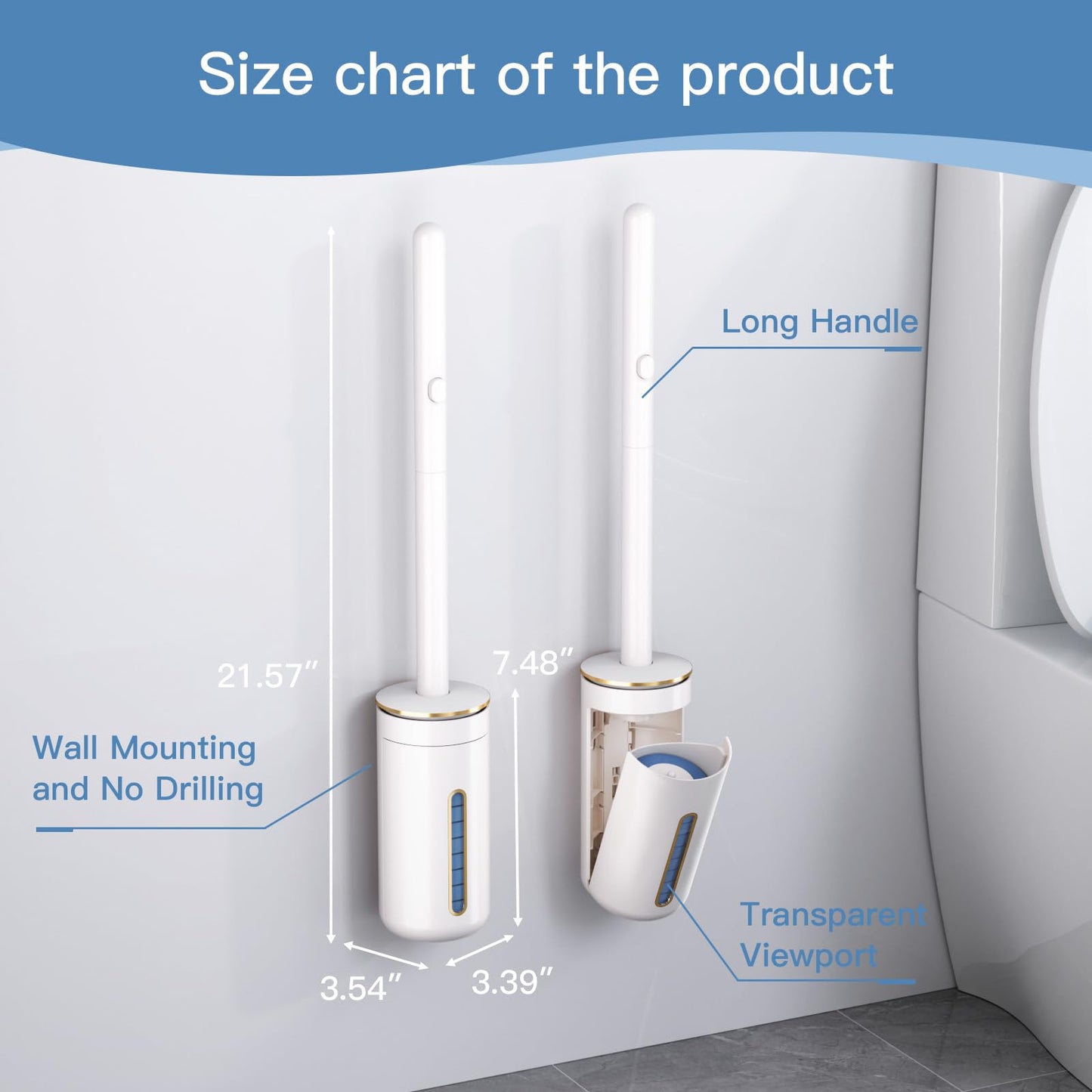VegStow Disposable Toilet Brush with 32 Refill Heads and Holder- Clean Brush Starter Kit with 1 Toilet Wand, 1 Storage Caddy and 1 Fragrant Tablet (1