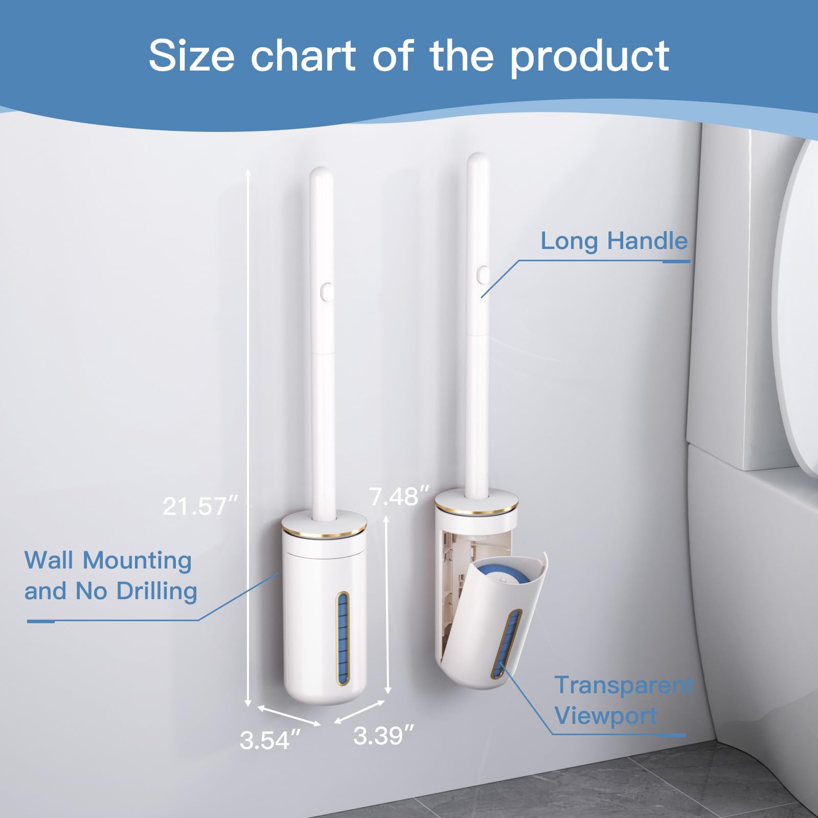 VegStow Disposable Toilet Brush with 32 Refill Heads and Holder- Clean Brush Starter Kit with 1 Toilet Wand, 1 Storage Caddy and 1 Fragrant Tablet (1