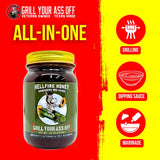 Grill Your As* Off Hellfire Honey Habanero BBQ Sauce - 16oz Sweet & Spicy Explosive Flavor Barbecue Sauce for Beef, Steak, Pork & Chicken - Gourmet