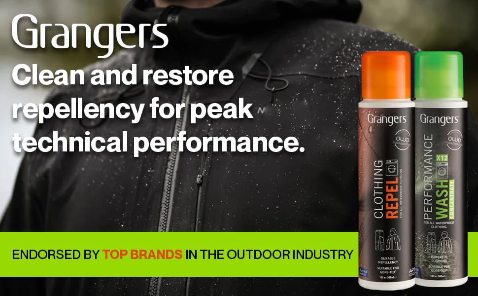 Grangers Performance Wash (10 oz Concentrate) Bottle and Clothing Repel Wash-In Reproofing (10 oz) Bottle Twin Pack