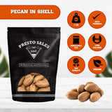 Pecans, Flavorful in shell, Unshelled Fresh, Easy to crack, Healthy snack, Dietetic, Vegan, Calcium, Packed in a resealable pouch bag of 1 lb. (16