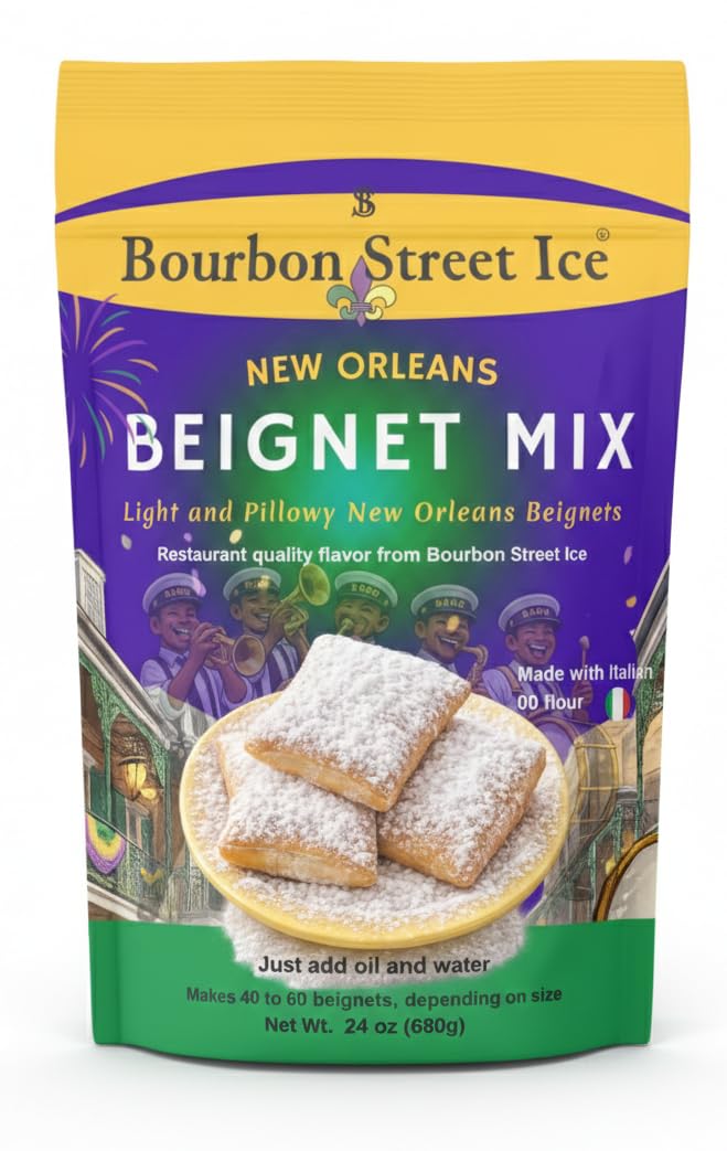 Premium Authentic New Orleans Beignet Mix, Italian 00 Flour, Just Add Water & Oil, Vegan, No Artificial Ingredients, Café Style French Doughnuts - 16oz