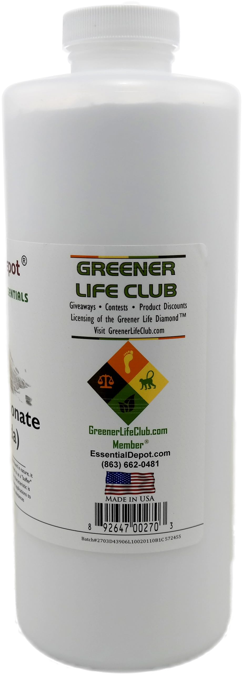 BAKING SODA - SODIUM BICARBONATE - 3 lbs - Minimum 99% Bicarbonate (NaHCO3) - Food Grade - Safety Sealed HDPE Container with Resealable Cap