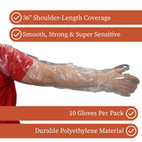IVS 36" Veterinary OB Gloves - Clear Disposable Shoulder-Length Sleeves with Neck Strap for Calving, Breeding & Livestock Exams | 1 Mil Polyethylene
