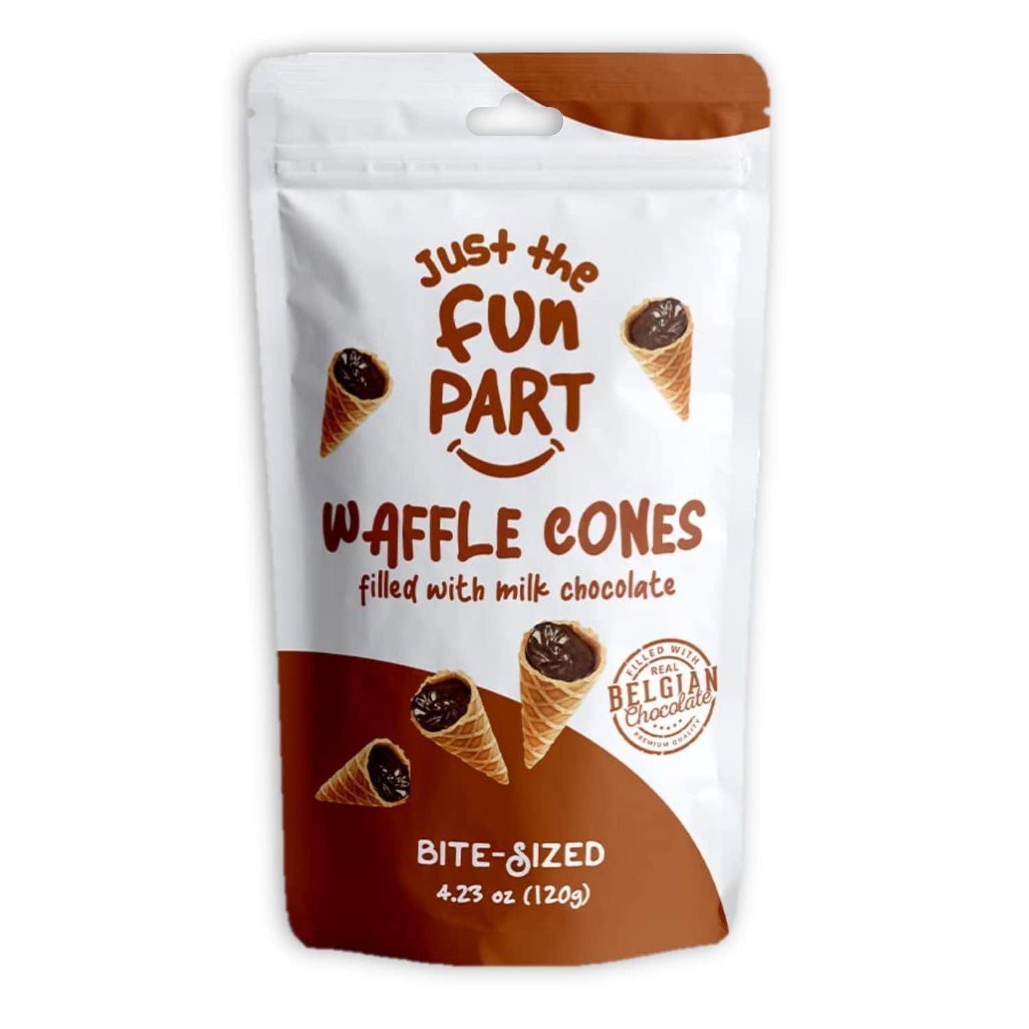 Just The Fun Part | Bite-Size Crispy Mini Waffle Cones | Filled With Premium Belgian Chocolate | Great For Snacks, Desserts, Grab & Go | Kosher | 4.23