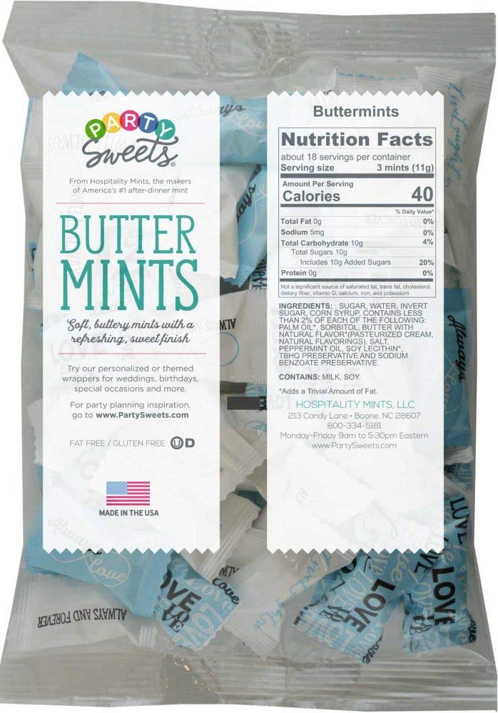 Party Sweets Always & Forever Buttermints by Hospitality Mints, Appx 300 mints, 7-Ounce Bags (Pack of 6)