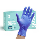 GUSTO Blue Nitrile Disposable Gloves [100 Count] 4 Mil Thick - Latex & Rubber Free - Non-Sterile, Powder-Free Gloves for Cleaning, Cooking