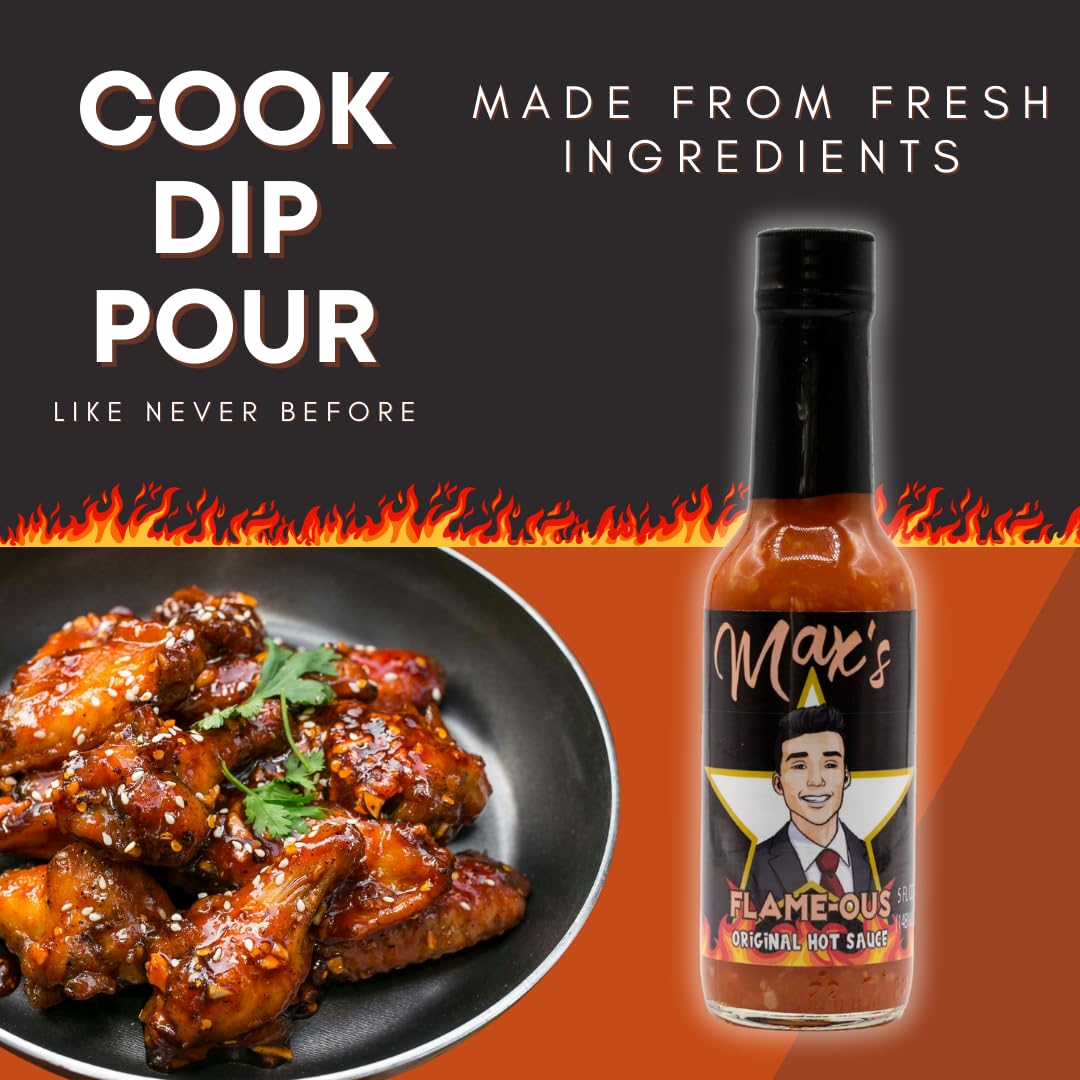 Max Flame-ous Original Hot Sauce - Sweet & Fruity Garlic Habanero Blend with Carrot & Onion | Thick Sauce | Medium Heat | All Purpose Flavor Booster |