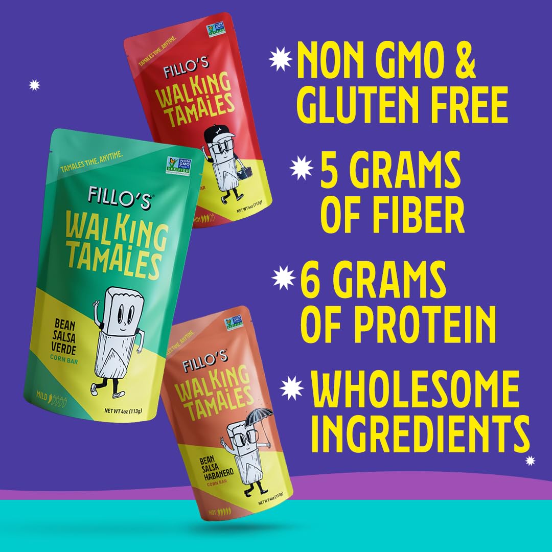 Fillo's Walking Tamales, Salsa Habanero, Pk of 7, Ready-to-Eat, Delicious, Gluten-Free, Preservative-Free, No Added Sugar, Vegan Friendly