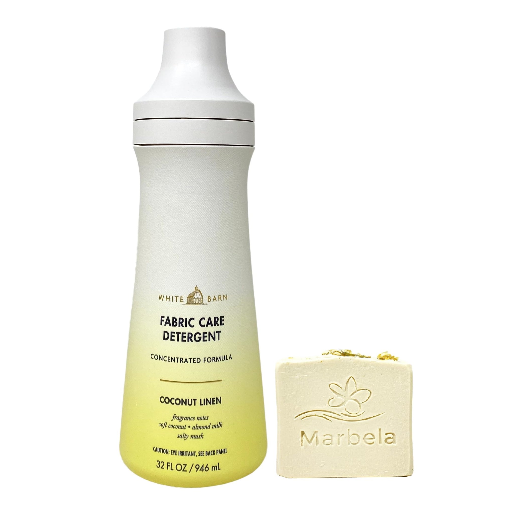 Bath & Body Works Coconut Linen Fabric Care Laundry Detergent with a Wild Jasmine Bar Soap - Full Size