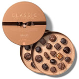 Ethel M Chocolates Classic Collection 32 Piece Premium Milk and Dark Chocolate Assortment in Round Copper Gift Box - Chewy Caramel, Macadamia, Pecan